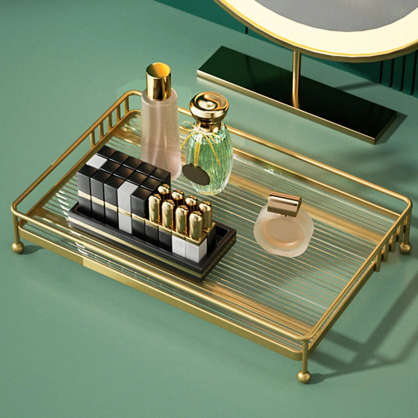 Freestanding Countertop Organizer Steel Bathroom Vanity Makeup Cosmetic Holder Storage Rack for Perfume Spice Kitchen