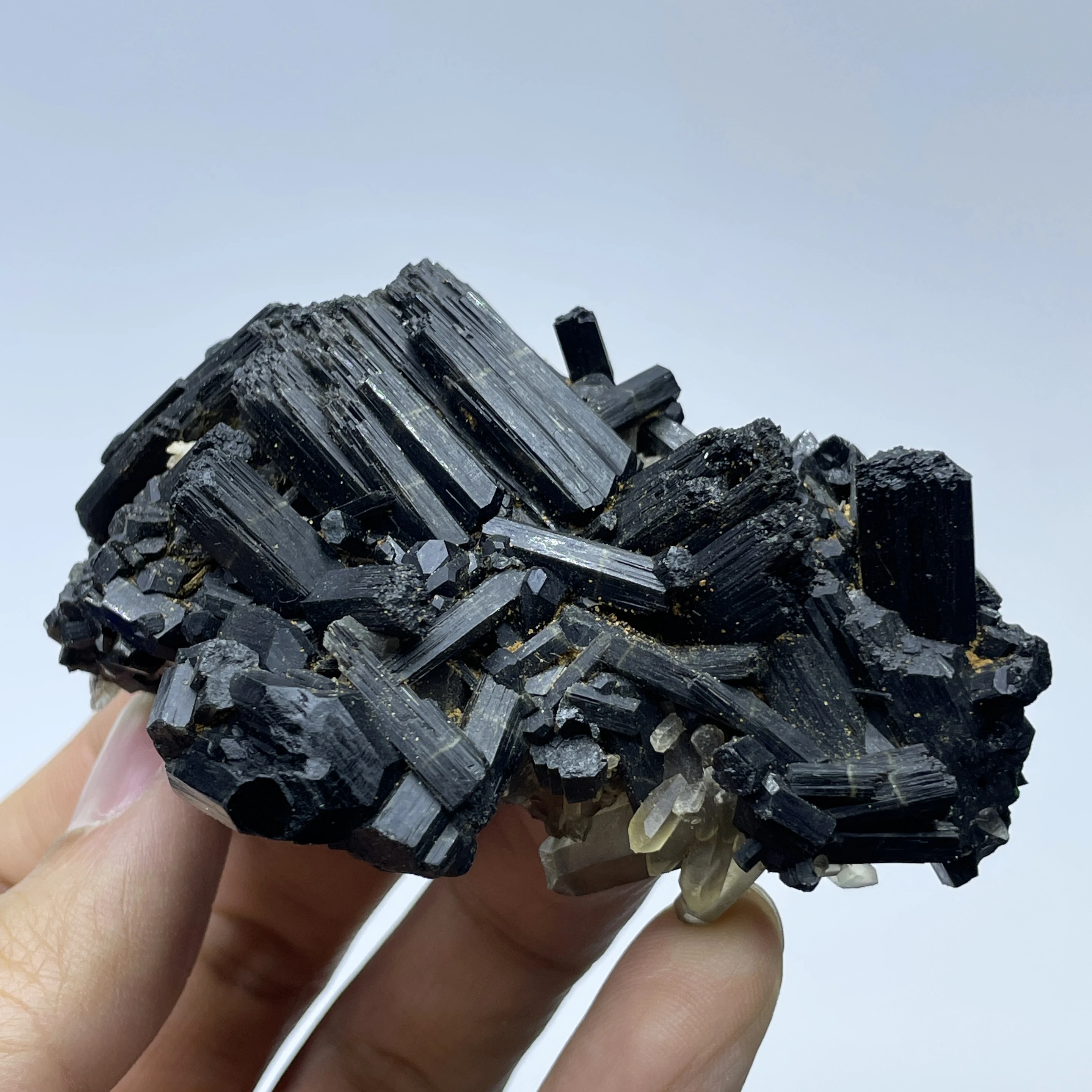 

Natural Namibia Black Tourmaline With Clear Quartz Mineral Specimen Stones And Crystals Healing Grystals Quartz Home Decorations