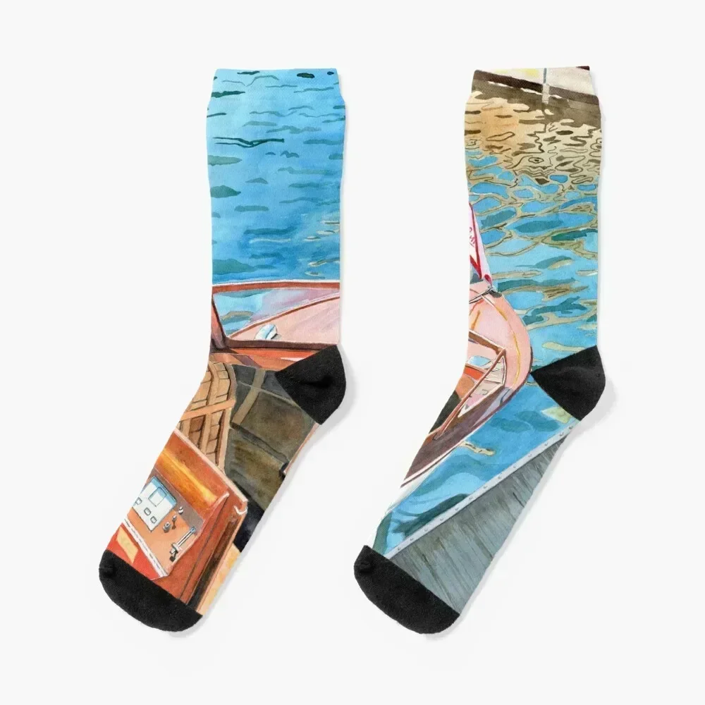 

Wooden Boat Ripples Socks funny sock professional running Socks Women's Men's