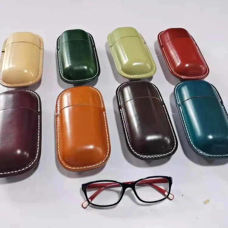 

Aristocratic new vintage first layer cowhide glasses case, vegetable tanning capsule convenient anti-pressure sunglasses case