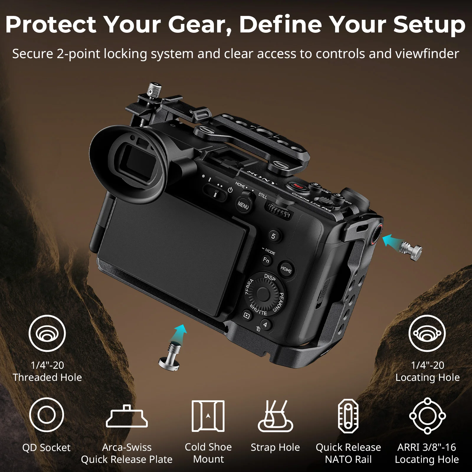 SmallRig FX2 Camera Cage Kit with Rotating Top Handle, Wrist Strap 