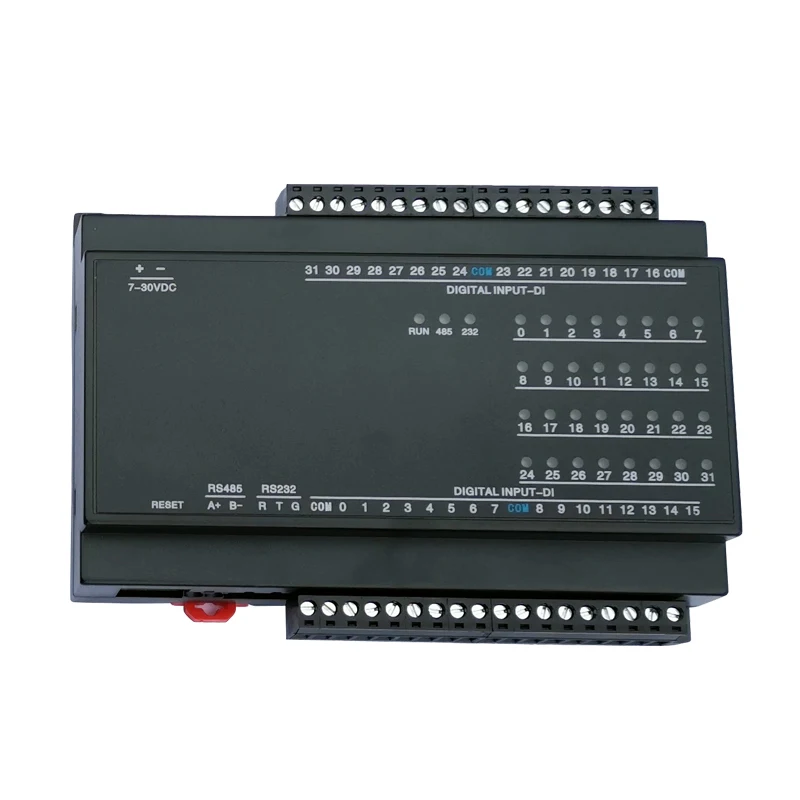 32 Channels DI Digital Input RS232 RS485 Serial Port Modbus RTU DIN Rail Remote IO Controller A/D Collector I/O Module R-080