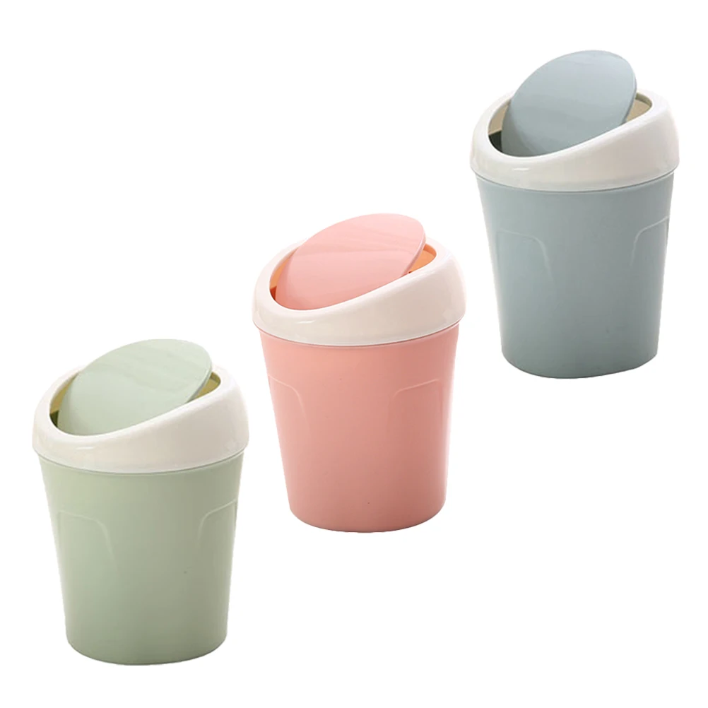 

3 Pcs Desktop Trash Can Living Room Cute Bin Portable Fresh and Practical Mini Pp Small Multi-function Gentle Touch