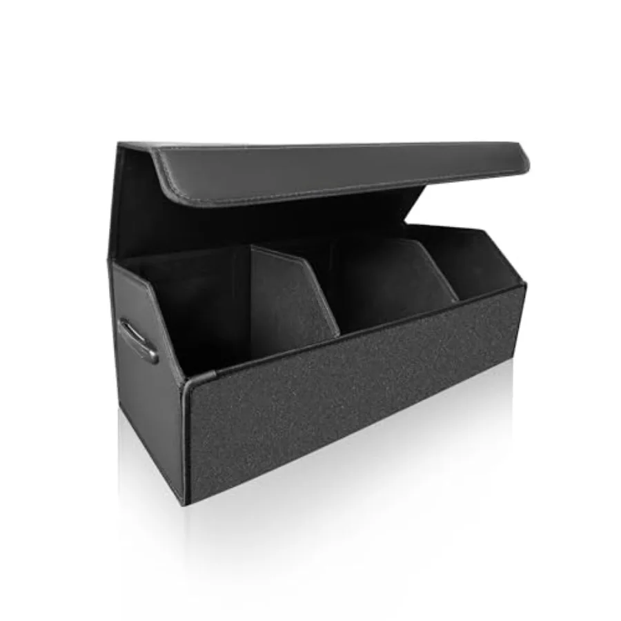

Car Organizers for Trunk for Suv Sedan Leather Storage Box Extra Large Magnetic Lid Collapsible and Adjustable S004 Black