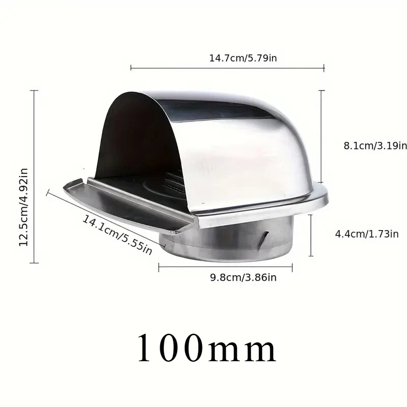 غطاء فتحة تهوية حائط على شكل حرف U من الفولاذ المقاوم للصدأ شديد التحمل - مقاوم للحرارة ومضاد للفئران والصدأ 100 مم وشبكة قابلة للتنفس 150 مم #4