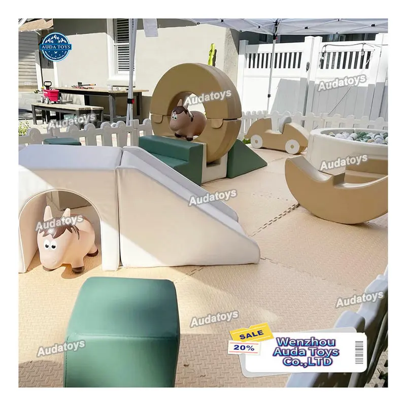 Natural And Green Commercial Mobile Indoor Soft Play Set For Kids White Beige Customized Color & Size For Shopping Mall Parties