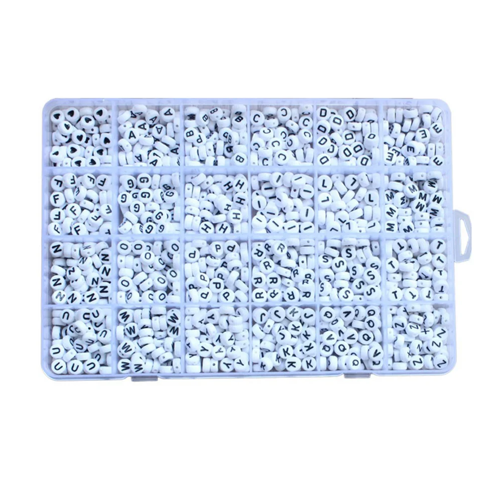 

1200pcs A-Z Letter Set 7Mm Alphabet Acrylic Beads For Diy Jewelry Making Crafts Flat Round Plastic Stringing Beads White Kit
