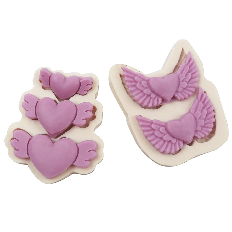 Wings Heart Shape Silicone Mold Sugarcraft Cupcake Baking Mold Fondant Cake Decorating Tools