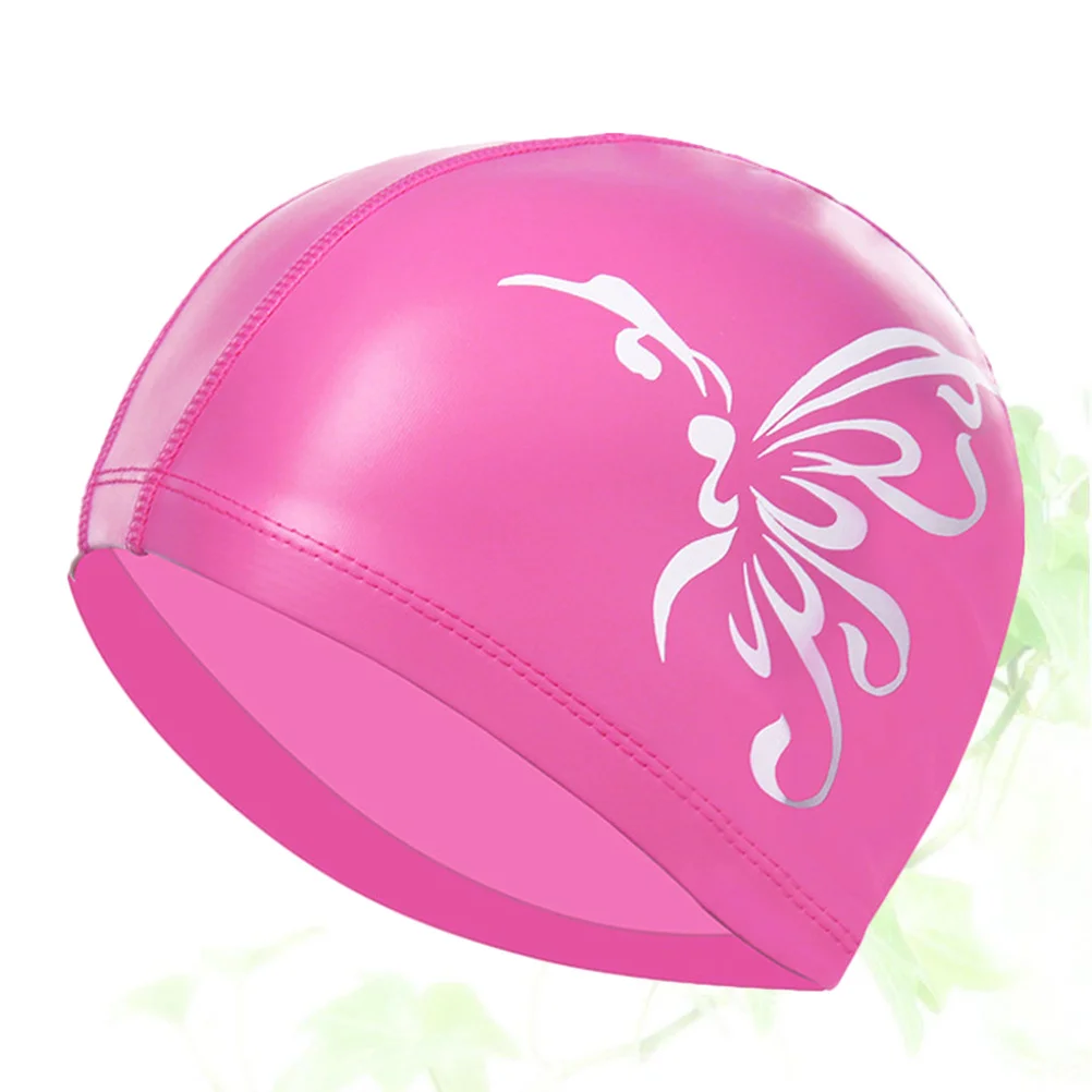 

Professional Waterproof PU Swimming Cap Pink Butterfly Unisex Adult Comfortable Durable Reusable Anti-Skid Nose Clip Ear Plugs