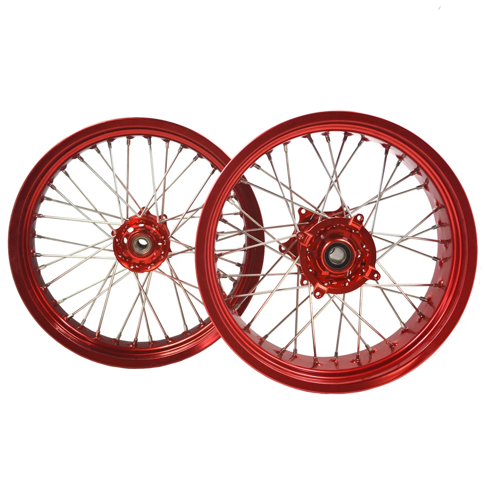 Motorcycle Wheel Set 36 Spoke Aluminum Alloy 17 Inch Supermoto Motorcycle Wheels