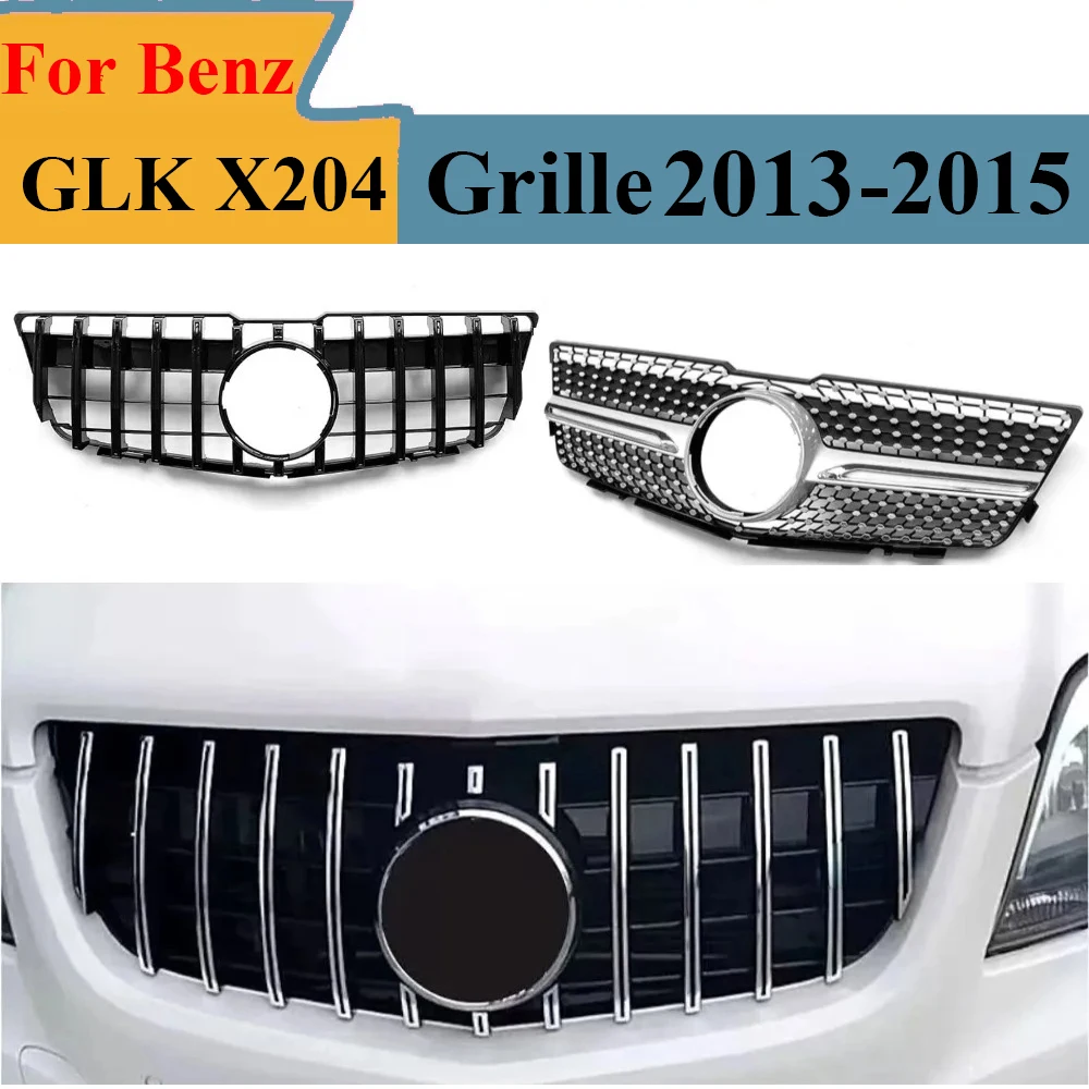 

For Mercedes GLK X204 2013-2015 Front Grill Radiator Grille Mesh ABS Chrome Trim GLK280 GLK300 GLK350
