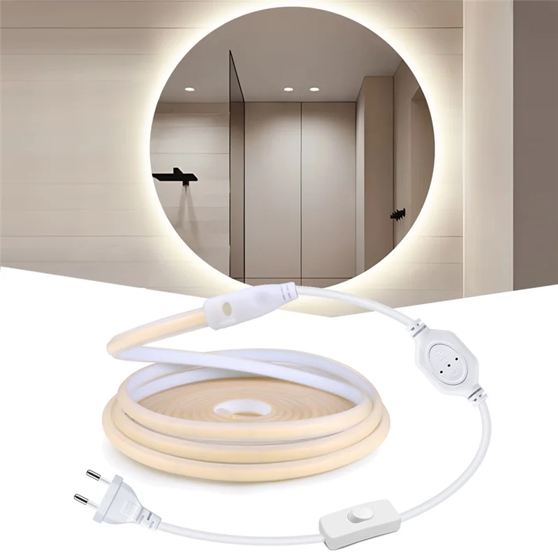 LED Backlight Light Strip COB Strip Lights Vanity Lights Bathroom Dressing Table Room Warm White 10M EU Plug-ABQU