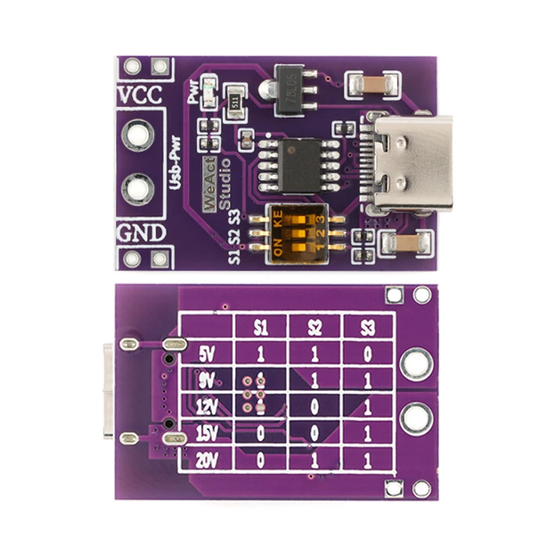 5Pcs/1pc PD/QC/AFC Fast Charging Trigger Module Supports Fixed Voltage Outputs 5V 9V 12V 15V 20V