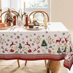 Winter Christmas Snowflake Waterproof Tablecloth Home Party Table Decor Xmas Tree Rectangle Table Cloth Navidad Decorations 2025