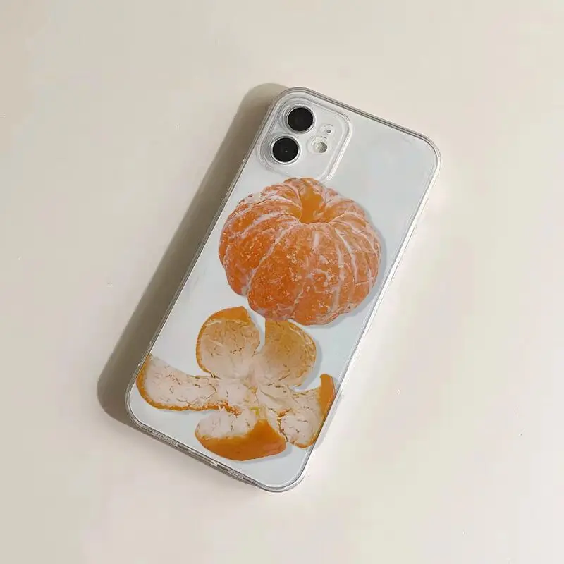 tangerine cute phone case for iphone 13 pro max 11 12 mini 14 plus soft silicone back cover for iphone xr xs max x 7 8 se2020 6s