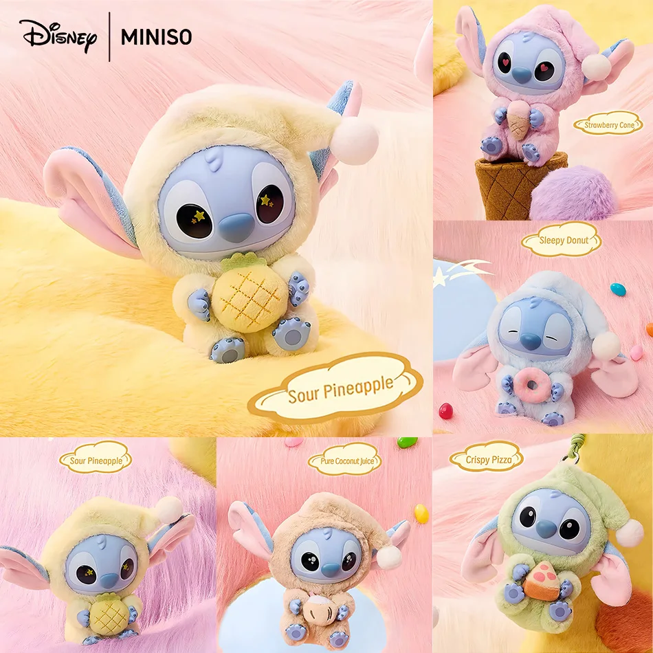 Neue Miniso Disney Stitch Eat Some Thing Before Sleep Serie Vinyl Blind Box Tasche Anhänger süße Puppe Mystery Box Spielzeug Erwachsene Geschenk