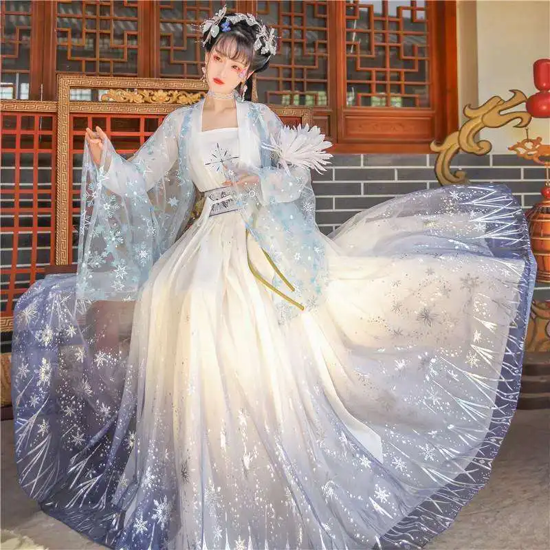 

Yourqipao 2023 Sequins Gradient Shimmering Women Gown Set Traditional Chinese Dress Hanfu Prom Formal Birthday Christmas Gift