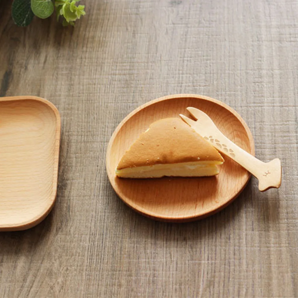 

12 Cm Round Wooden Dessert Plate Natural Unpainted Safe Snack Tray For Cake Fruit Jewelry Display Cup Holding Serving