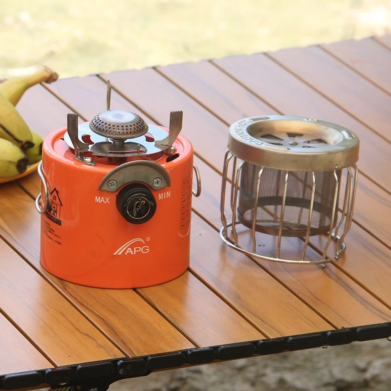 Outdoor Mini Portable Stove Stainless Steel Removable Gas Heating Stove Camping Cooking Heating Heater Camp Cooking Supply