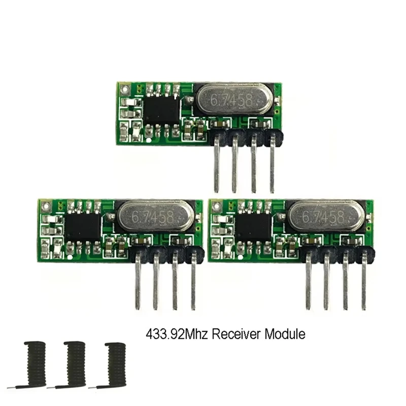15Pcs 433Mhz RF Receiver Superheterodyne UHF ASK 433Mhz Remote Control Module Kit Small Size Low Power With Antenna