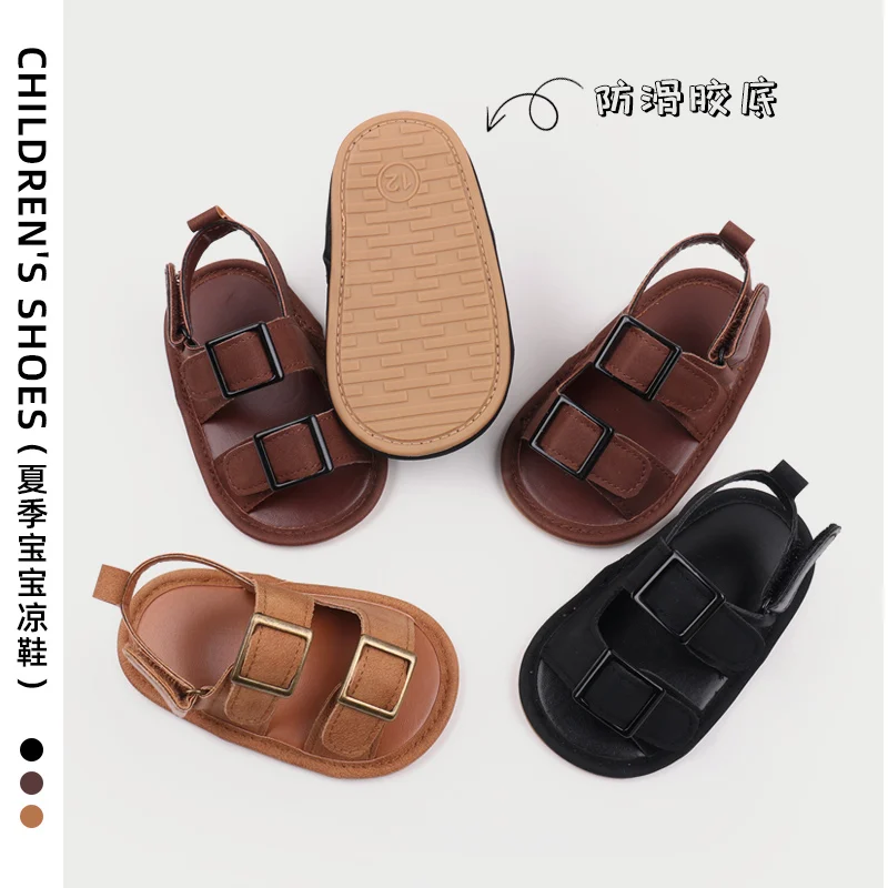 Baby Shoes Summer Sandal Cool Style High Quality PU and TPR Anti-slip Sole Todder Walking Shoe 0-9-18 Month 2024 Fashion BHX3205