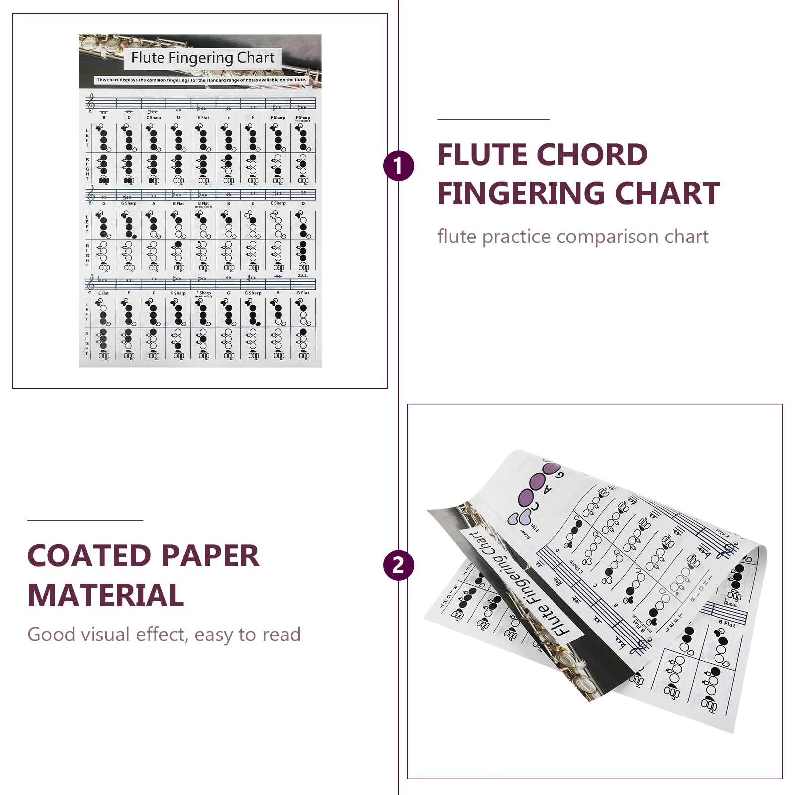 

Flute Diagram Chord Chart for Beginner Coated Paper Durable Guide Poster Flute Note Chart Practice Tool Musical