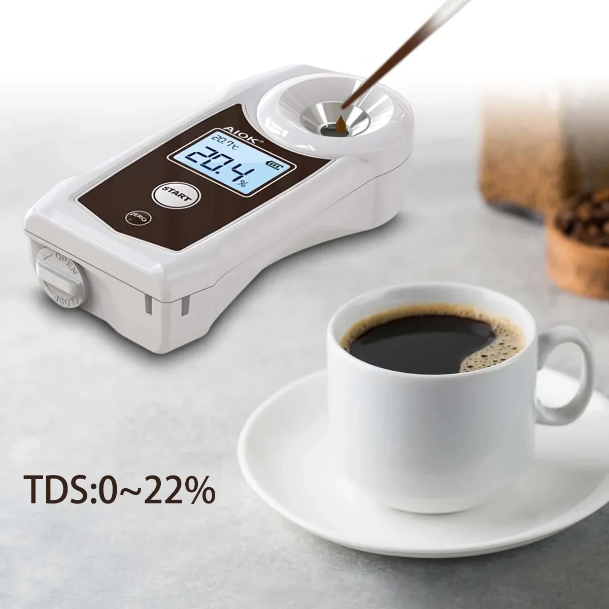 AIOK AK002K AK002KPRO Refractometer High Precision Coffee Concentration Meter Range TDS 0-22% Temerature Compensation IP67 PPBOX