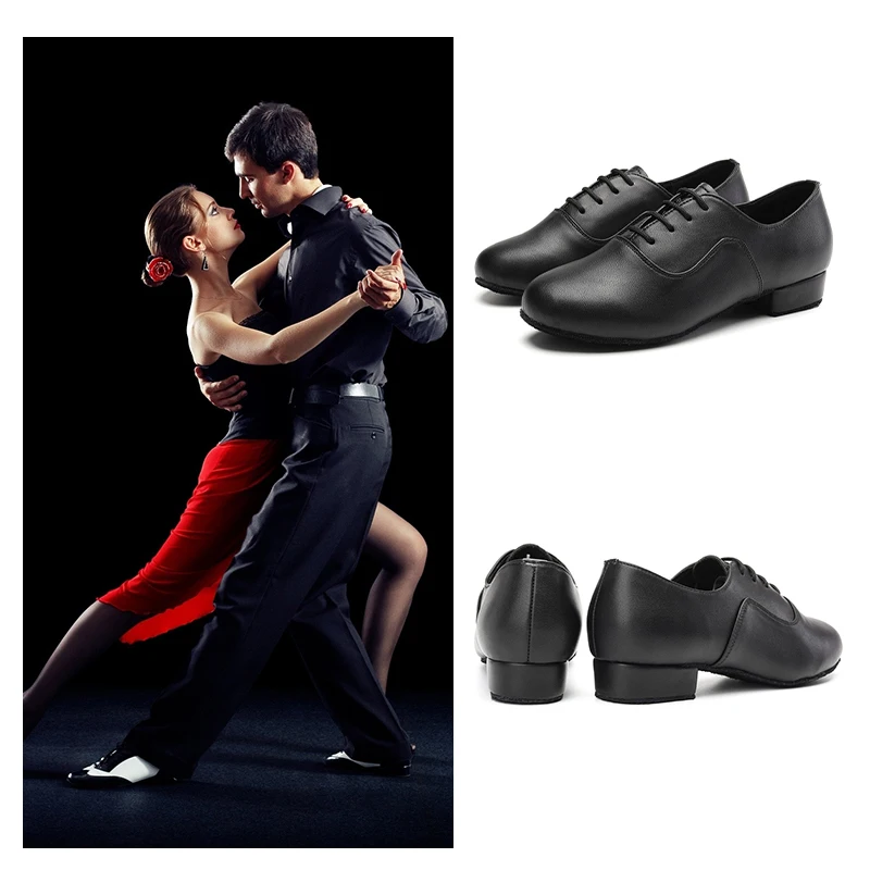 SWDZM Men Latin Dance Shoes Black Latin Shoes Plus Size Low Heel Tango Ballroom Practice Dancing Shoes For Men 2cm Heel