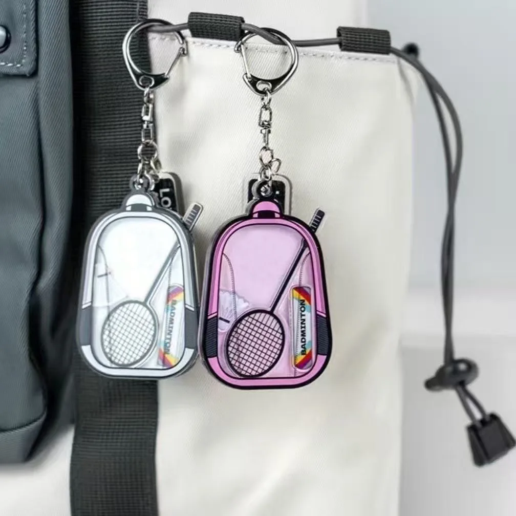 1pcs New Crossborder Acrylic Cute Badminton Backpack Shake Charm Tennis Peripheral Gift Keychain For Couple Best Friend