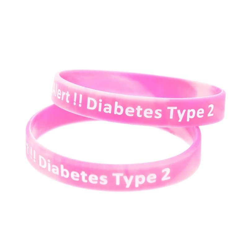 50 Stück, neues Modell, medizinisches Warnarmband, Diabetes Typ 2, Silikonarmband, unisex, 4 Farben. – Detail 7