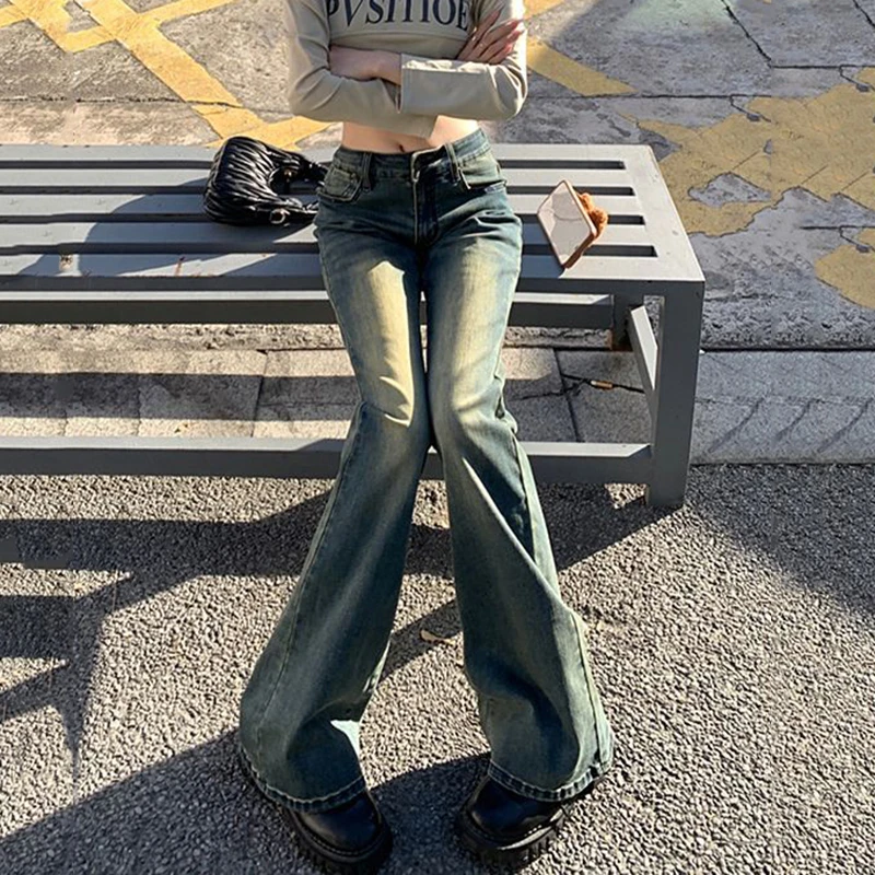 جديد خمر عالية الخصر مضيئة الجينز النساء الخريف الشارع الشهير سراويل جينز الإناث مثير سليم صالح طويل الدنيم السراويل الإناث
