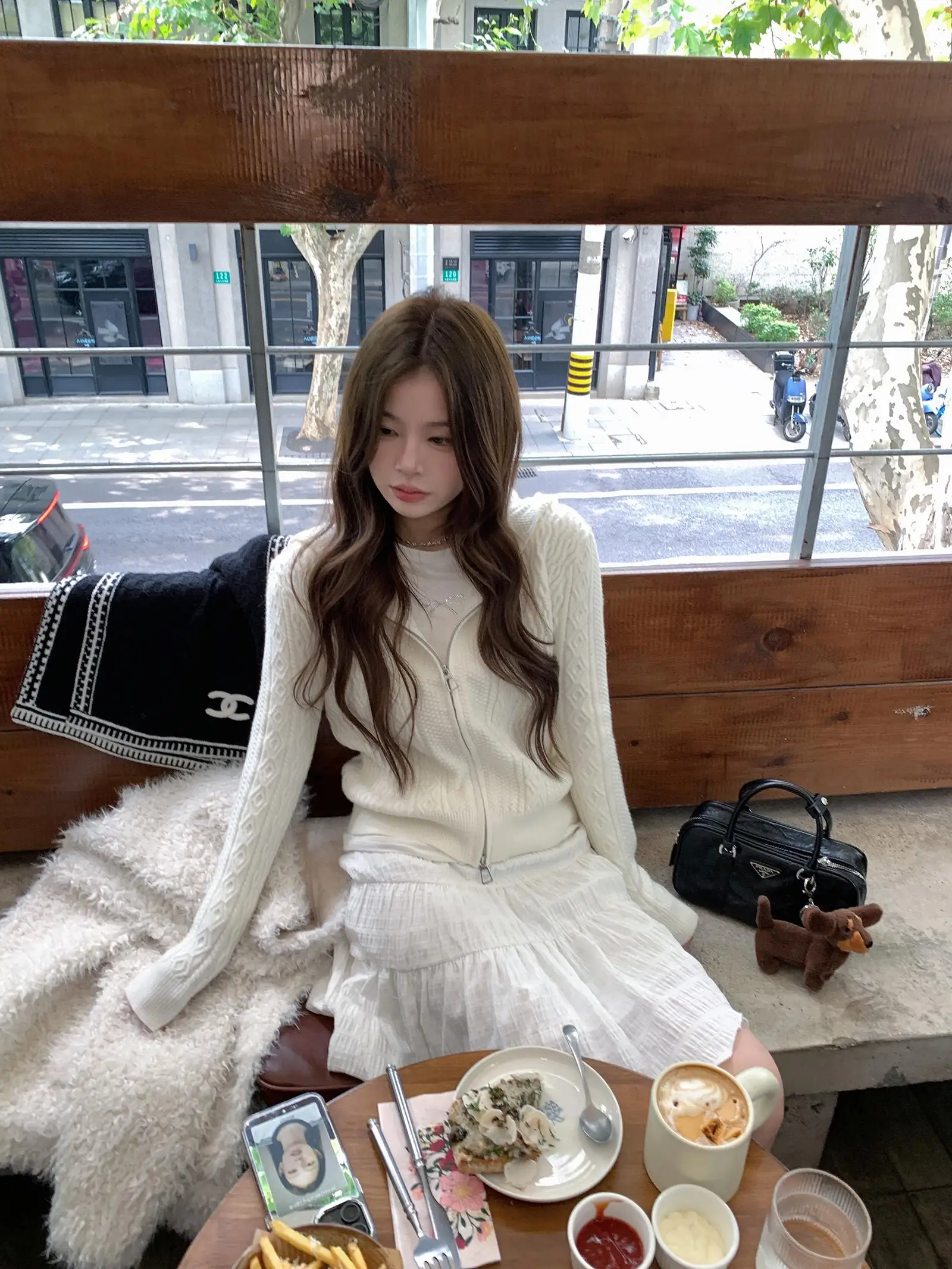 

White Knitted Cardigan Women's Inner Wear Base Top Clex Organization Early Spring New Sle Sasaouni Knitwear