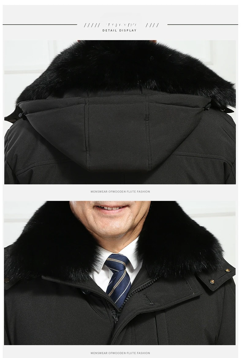 Men's Down Coat And Parkas Windbreaker Puffer Jacket Overcoat Winter Padding Man White Goose Down Jacket Removable Liner HXY1273