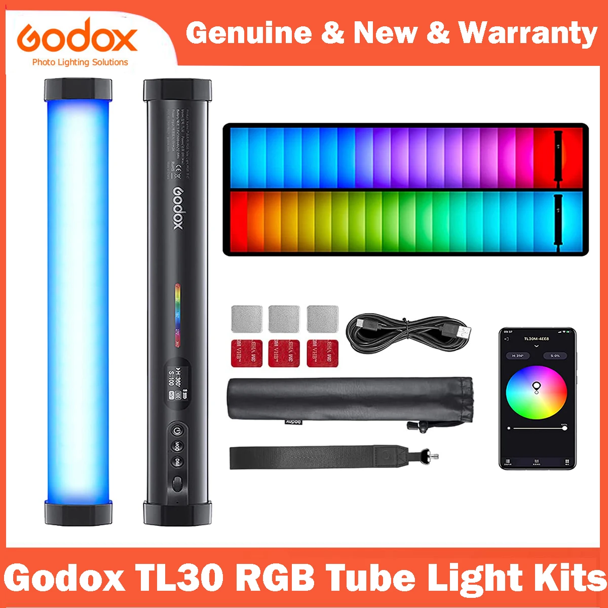 Godox TL30 Pavo Tube Light RGB Color Photography Light Handheld Light Stick with APP Remote Control for Photos Video Movie Vlog