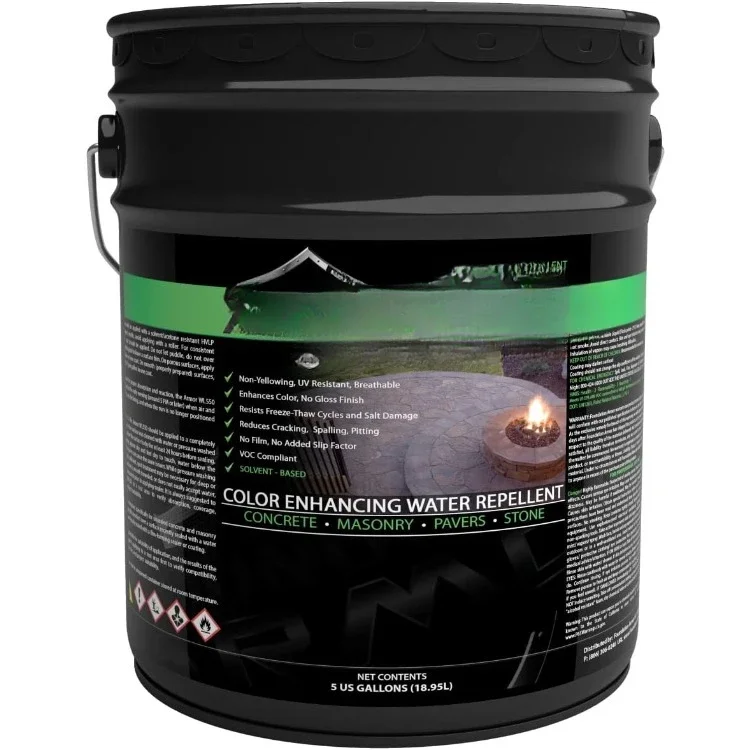 Deep Penetrating Solvent-Based Matte Wet Look 5 Gallon Concrete Sealer - Professional Grade Long Lasting Matte Wet