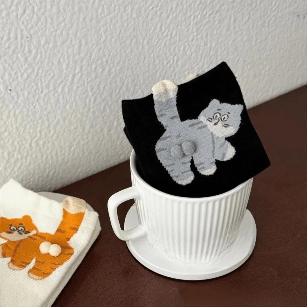 Wygodne skarpetki bawełniane w kształcie jajka dla kota, pochłaniające pot, oddychające, skarpetki dla par, trójwymiarowe, miękkie skarpetki do połowy łydki, męskie i damskie.