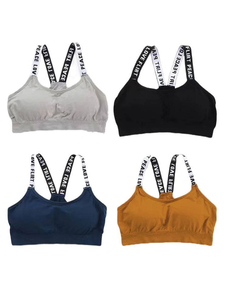 4 Buah Cocok untuk Pakaian Dalam Wanita 40-65Kg Tanpa Kawat Bawah Terintegrasi dengan Bantalan Dada Punggung Pembungkus Jantung Yoga Kebugaran Dada