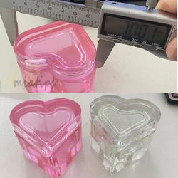 Pink Heart Crystal Glass Nail Dappen Dish with Cap for Acrylic Powder Crystal Cup Bowl Holder Container Manicure Too