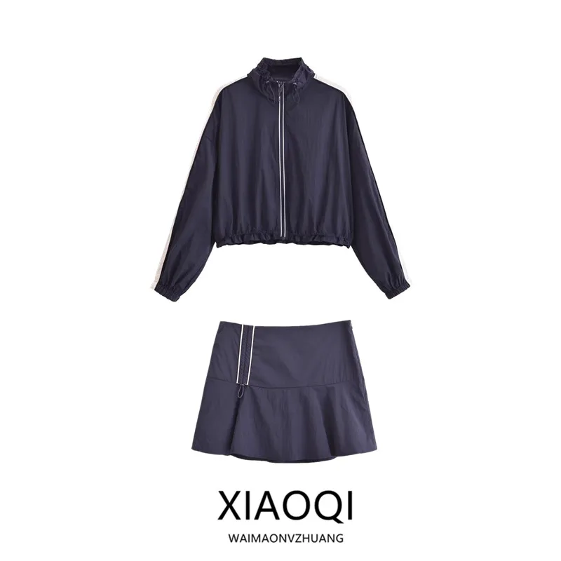 Primavera 2025 delle nuove donne Jaet ortsuit Design a strisce laterali ort Lunghezza Capispalla Faionable Cact Set per giovani donne