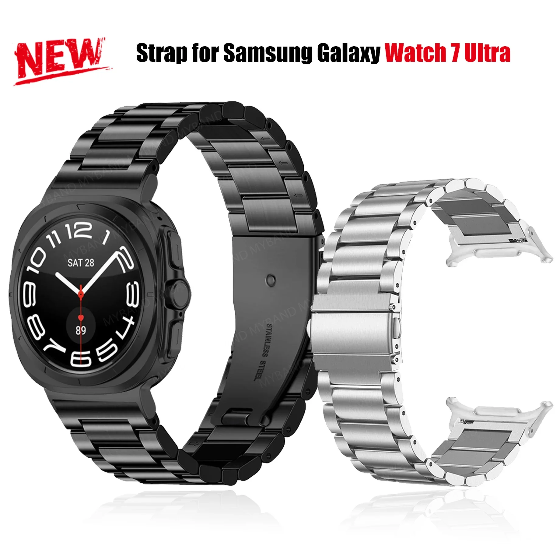 

Pop Stainless Steel Band For Samsung Galaxy Watch Ultra 47mm No Gap Solid Metal Replacement Strap For Galaxy Watch Ultra Strap 2