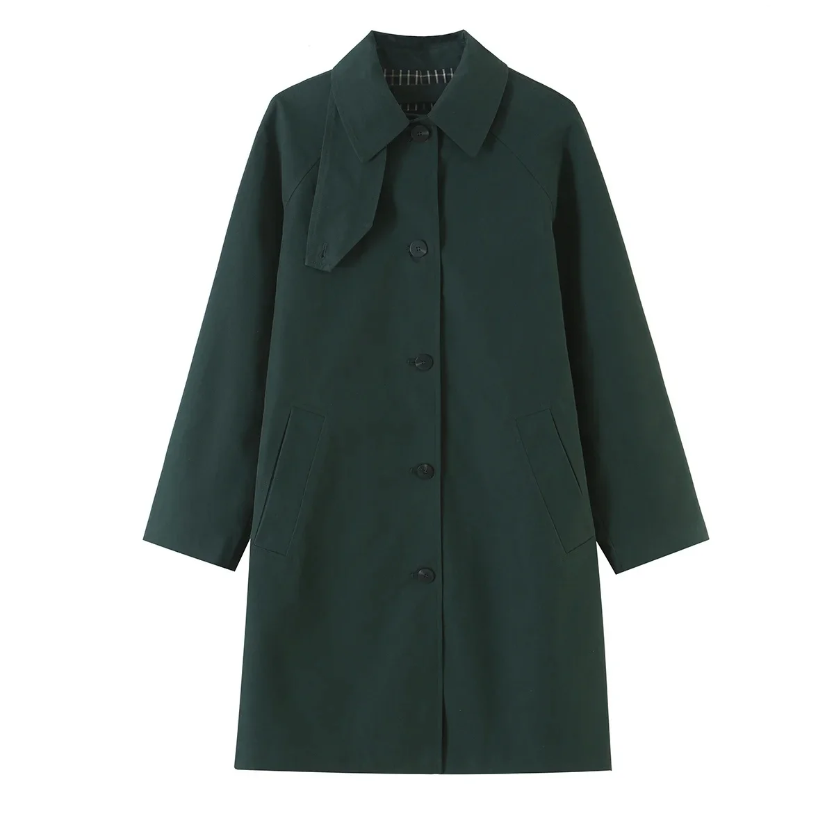 KONDALA Damen Herbst-Pendler-Miditrenchcoat Vintage Lässiger Einreihiger Trenchcoat 2026 Herbst Trendiger High-Street-Damenmantel – Detail 2
