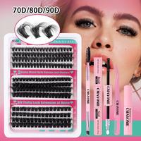 Lash Clusters DIY Lash Extensions Kit 216pcs Individual Lashes Clusters 80D 90D D Curl Eyelash Extension Kit with Applicator and