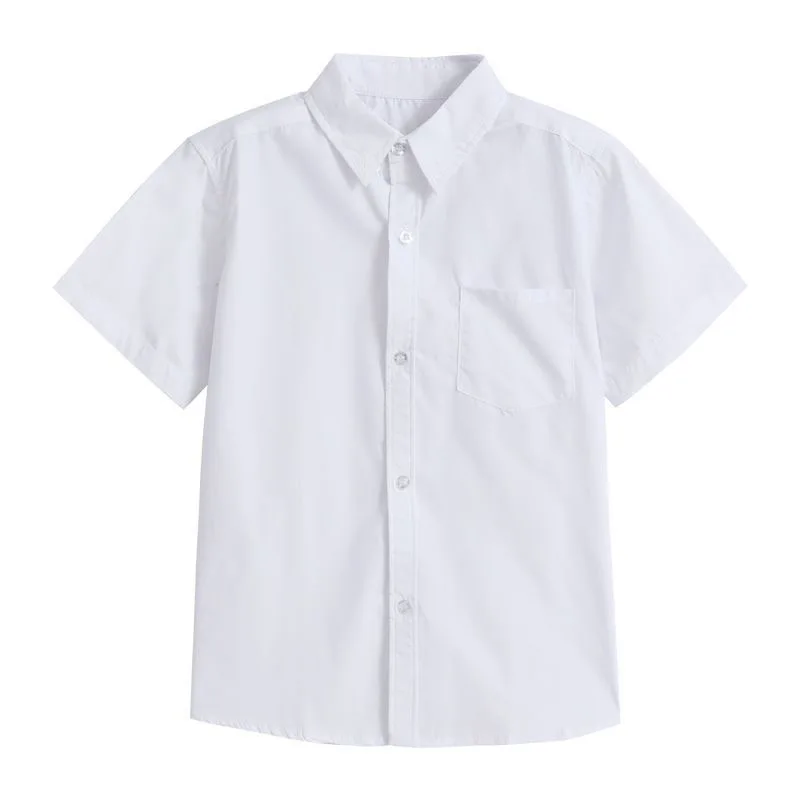 

Baby Toddler Teenage Clothes School Uniform Shirts White Long Sleeve Short Sleeve Turn-down Collar Kids Shirt For Children Tops