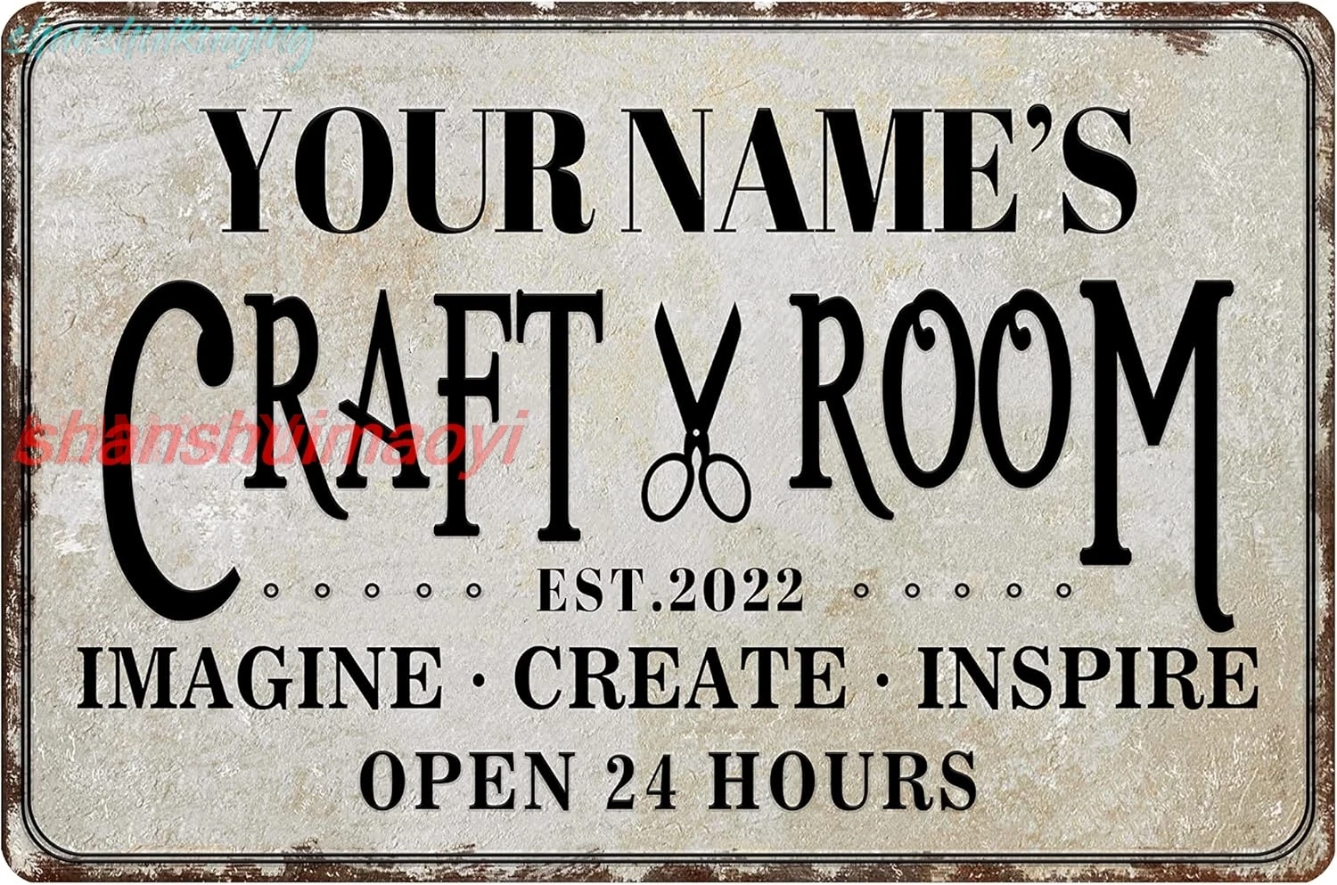 Custom Craft Room Sign Tin Sign Personalized Name Aluminum Sign Retro Women Cave Wall decor - imagine create inspire open 2 sign