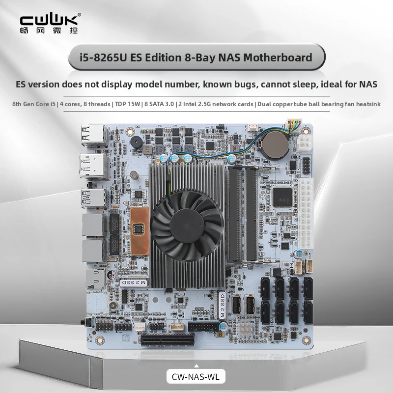 CWWK Micro-Control 8-Bay NAS - Intel i5-8265U ES with 8 SATA + Dual M.2 + Dual-Channel DDR4