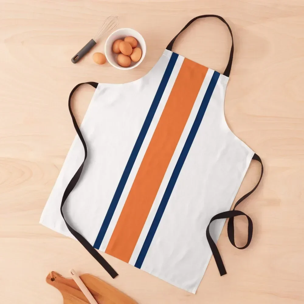 

Orange, Navy, & White Vertical Power Stripe Apron Kitchens Men Children'S Chef Uniform Chef Accessory Apron