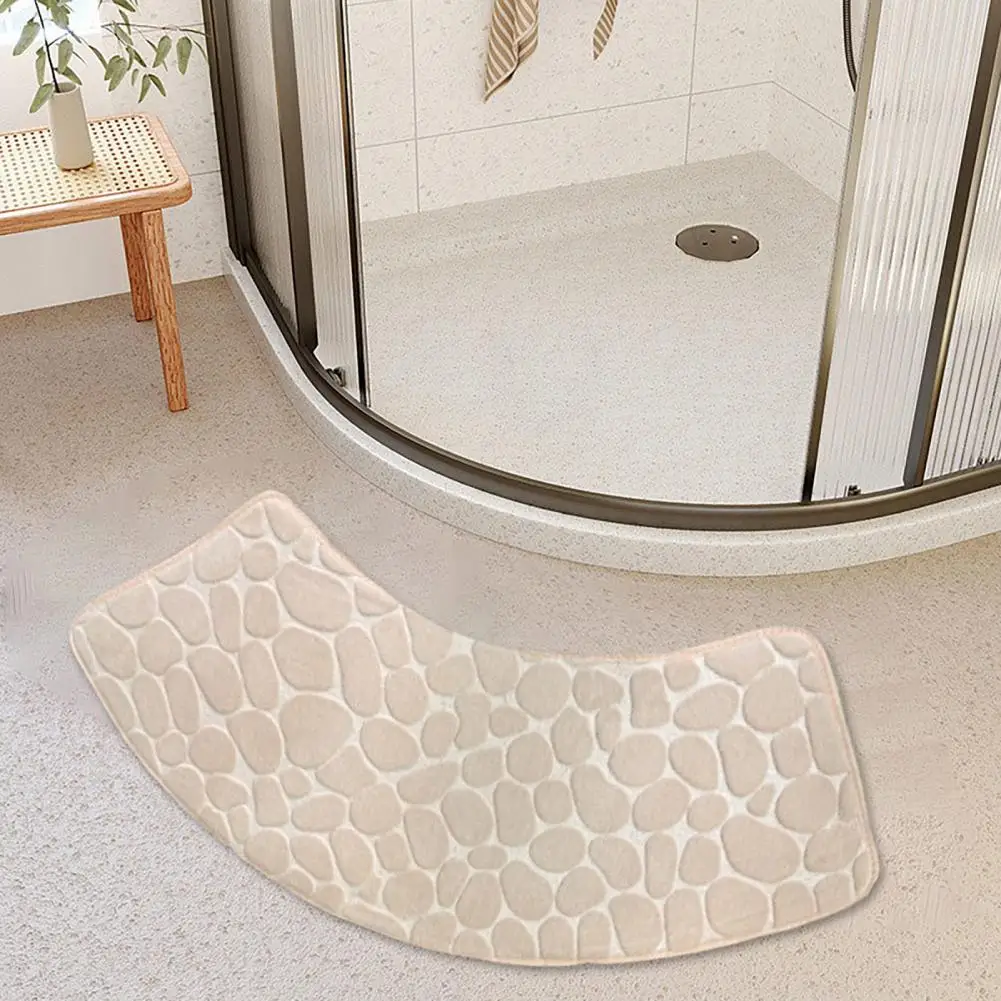 Non-slip Bath Mat Luxurious Coral Velvet Bathroom Floor Mat with Anti-slip Pebble Design for Quick-drying Water for Hotel