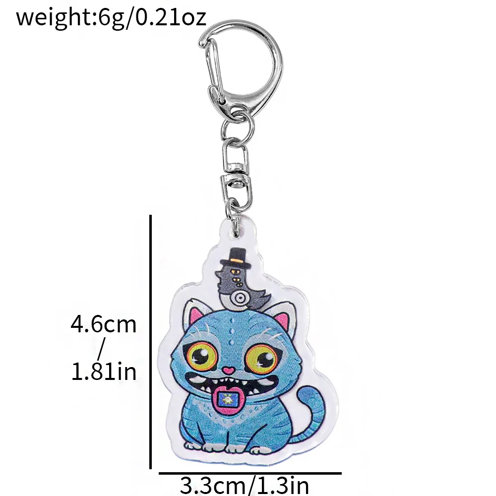 かわいい悪魔ハンタータイガー Derpy アクリルキーホルダーペンダントモンスターハントガールキーリングかわいい動物フィギュア人形誕生日プレゼント