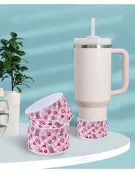 Durable Clear Background Silicone Sleeve for 12oz-40oz Tumblers Protective Cup Cover with Festive Designs for Valentine's Day