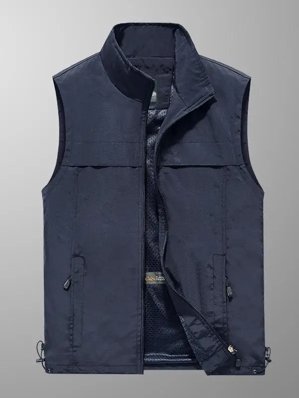 

Мужской однотонный рабочий жилет свободного кроя в американском ретро-стиле, модный повседневный жилет с множеством карманов для активного отдыха, весна-осень